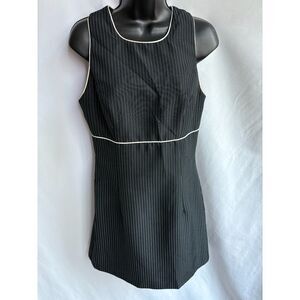 Vintage XOXO Pin Stripe Black Mini Dress Size S Acetate Academia Preppy Striped
